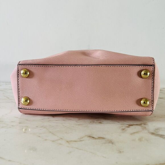 MICHAEL KORS Cynthia Pastel Pink Leather Small Satchel Crossbody Bag - Picture 7 of 12